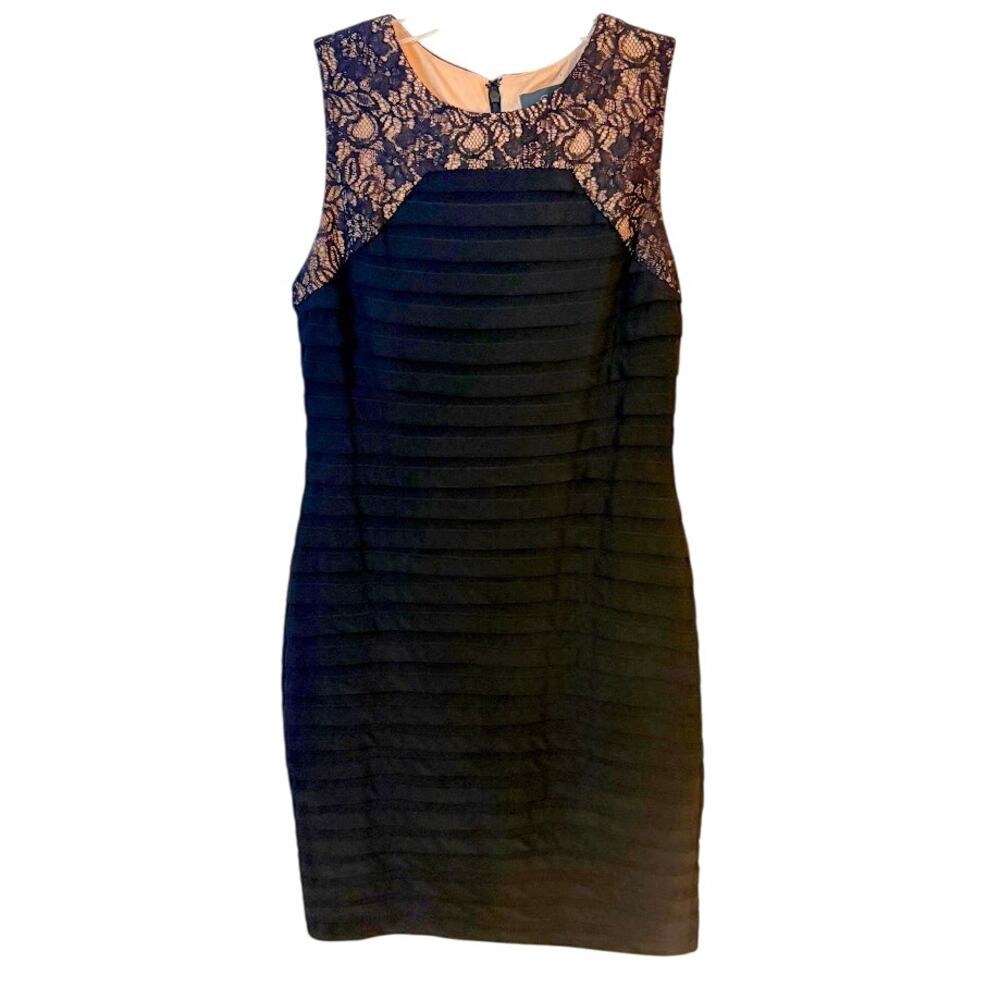 Adrianna‎ Papell Black Sheath Cocktail Dress - Size 8